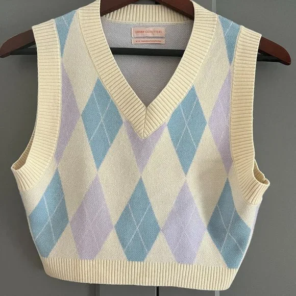 Urban Outfitters Sweaters Urban Outfitters Argyle Pastel Blue